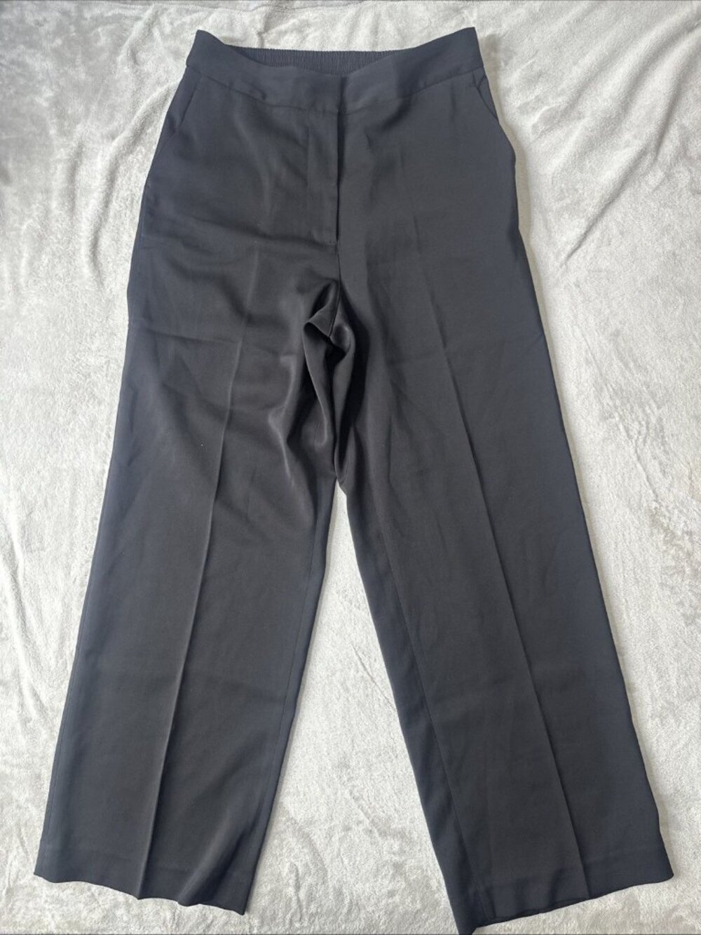 Quince black stretch crepe trouser pants womens size 12